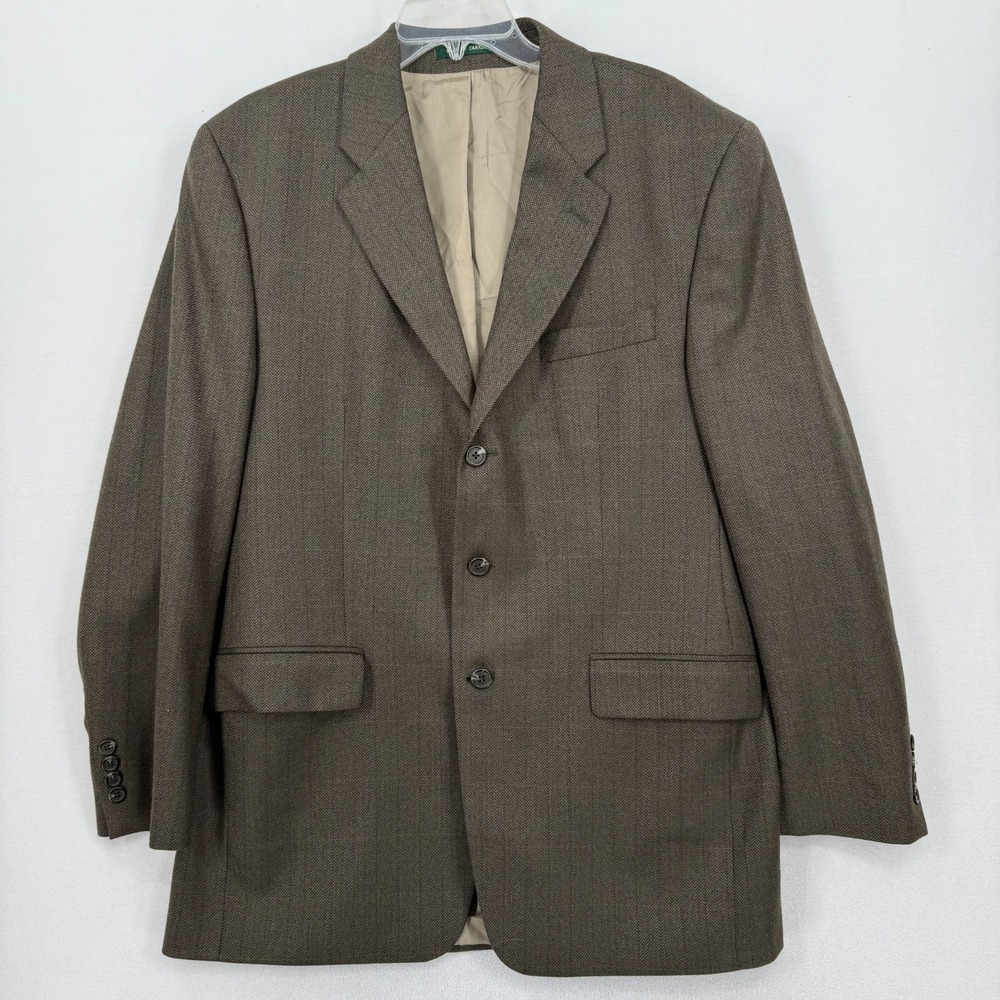 Lauren Ralph Lauren 42L Blazer Brown Herringbone Lamb's Wool Sport Coat Jacket